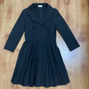 Red Valentino Pleated Double Breasted Wool Blazer Dress Black IT 42